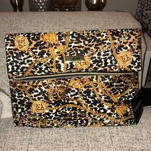 Ellen Tracy leopard print with chain cosmetic bag